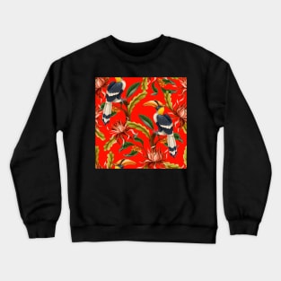 exotic bird red pattern Crewneck Sweatshirt